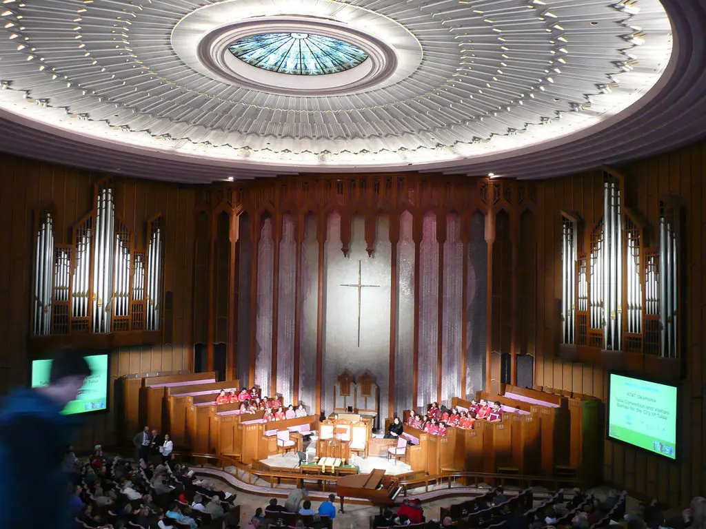 Boston Avenue United Methodist Church, 1929, was Goff's first masterwork, completed when the architect was a mere 22. 