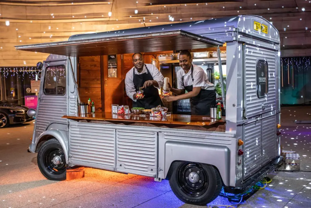A Wolfgang Puck Catering Frito pie/walking taco truck at a recent Dallas event. 