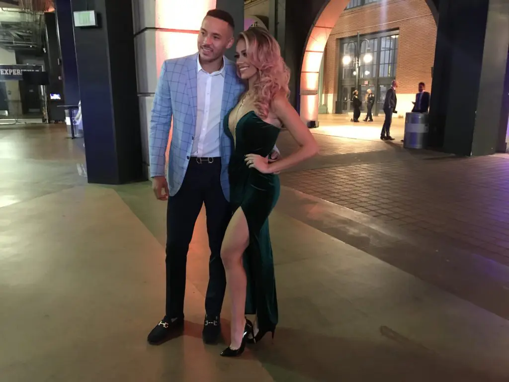 Carlos Correa and his wife-to-be Daniella Rodriguez dressed to impress at the Diamond Dreams Gala. (Photo by Chris Baldwin.)