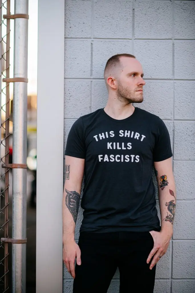"This Shirt Kills Fascists," a Napier fave of Kin Ship's designs