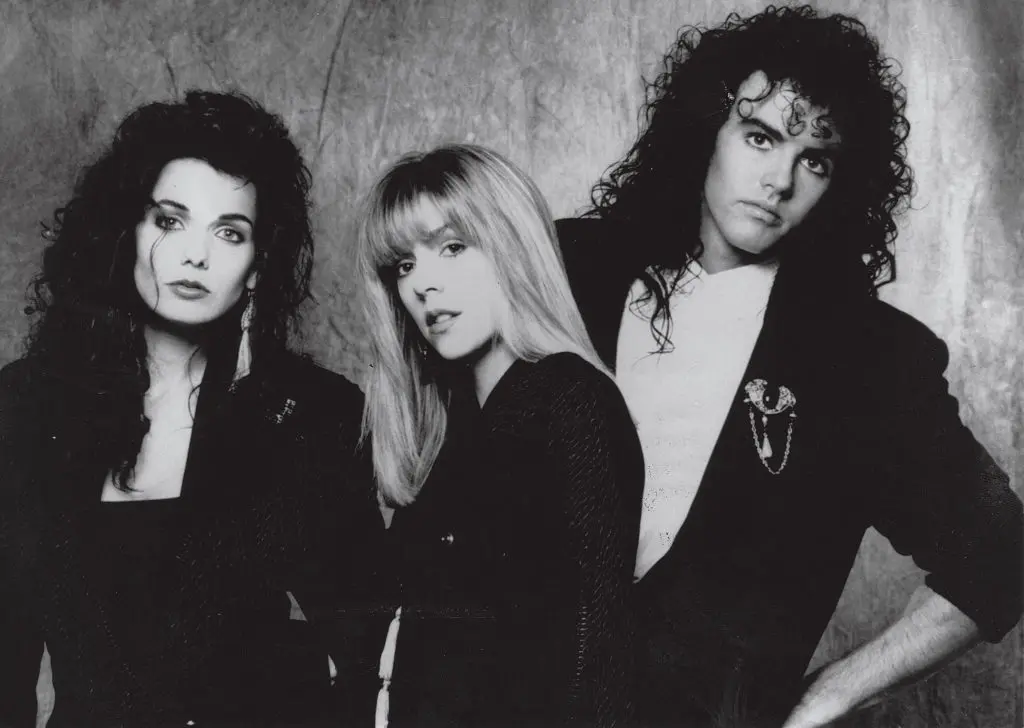 Moll Anderson (left) with her bandmates from the Giorgio Moroder Project, Paula Keane and Joe Milner, 1989 (Photo John Hall)