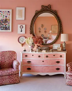 Bedroom in Betty Blake's apartment. We had to shoot into the mirror because Betty had crawled into bed for a nap. (Photo by Dan Piassick.)