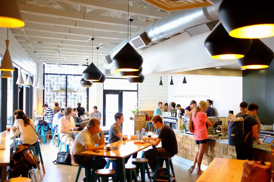 You can find TacoDeli breakfast tacos and local Austin beers at Houndstooth Coffee. 