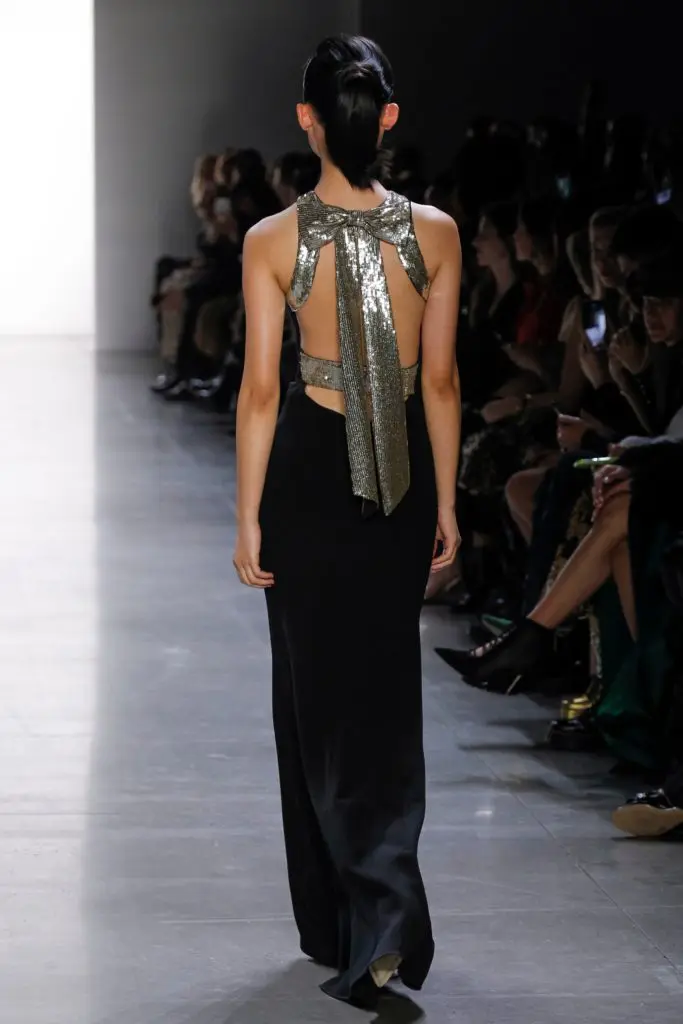 Badgley Mischka black gown with silver back trim (Photo by Badgley Mischka)