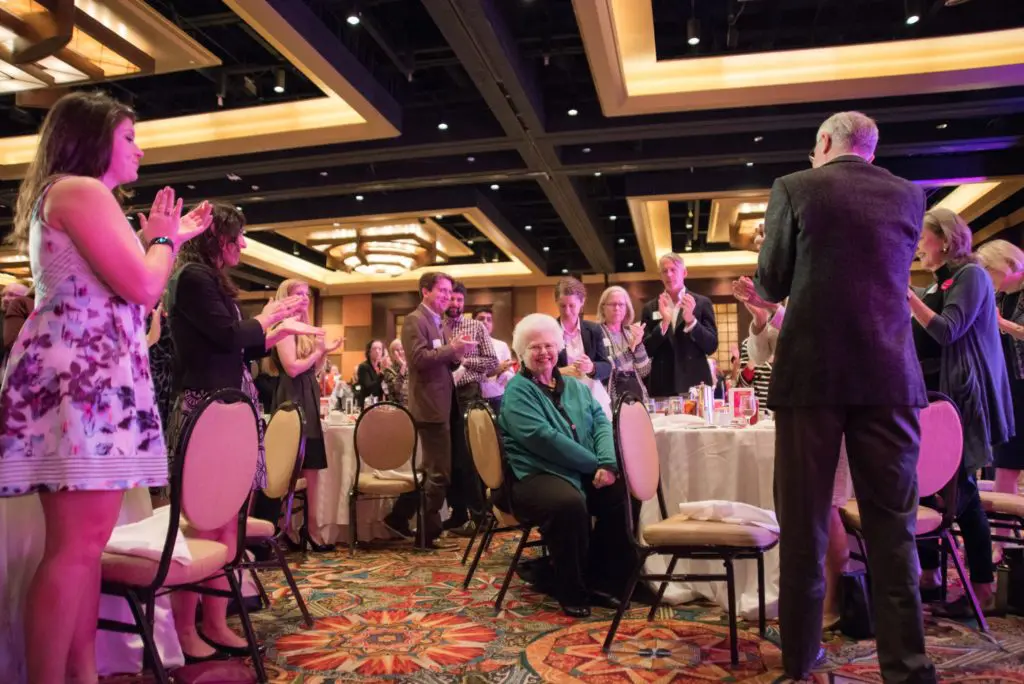 Sarah Weddington receives a standing ovation at the Planned Parenthood Roe v. Wade luncheon.