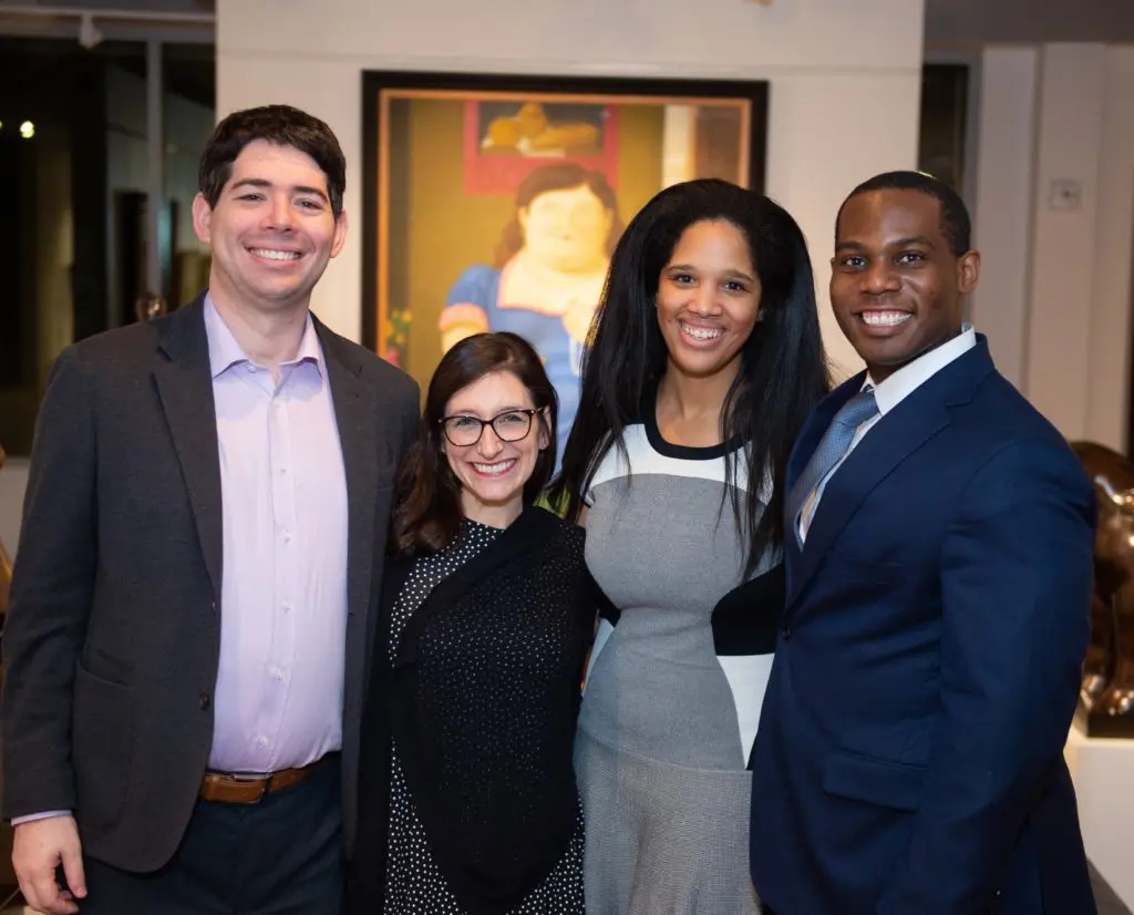 Andrew and Liana Schwaitzberg, Aeirn and Quentin Smith at the Houston Symphony Young Associates Council party at Art of the World Gallery (Photo by Wilson Parish)