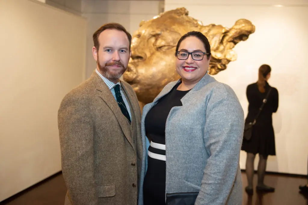 Birk Hutchens, Laurel Flores at the Houston Symphony Young Associates Council party at Art of the World Gallery (Photo by Wilson Parish)