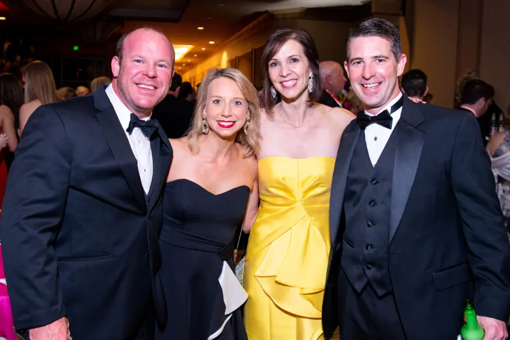 Casey & Lindsay Lanham, Alicia & tim Ross celebrate the Knights of Momus  Fiesta de Momus at The Grand 1894 Opera House in Galveston (Photo by Michelle Watson/CatchlightGroup.com)