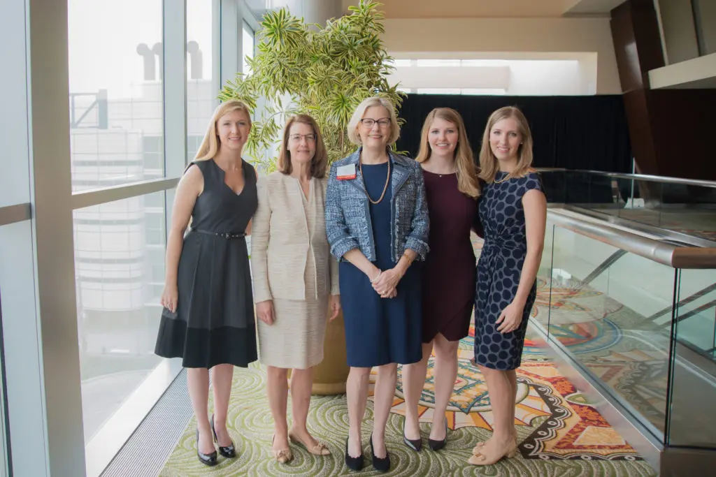 Lena Gerecht, Roe v. Wade luncheon chairs Karen George and Karen Twitchell, and Meredith George, Camille Pompei