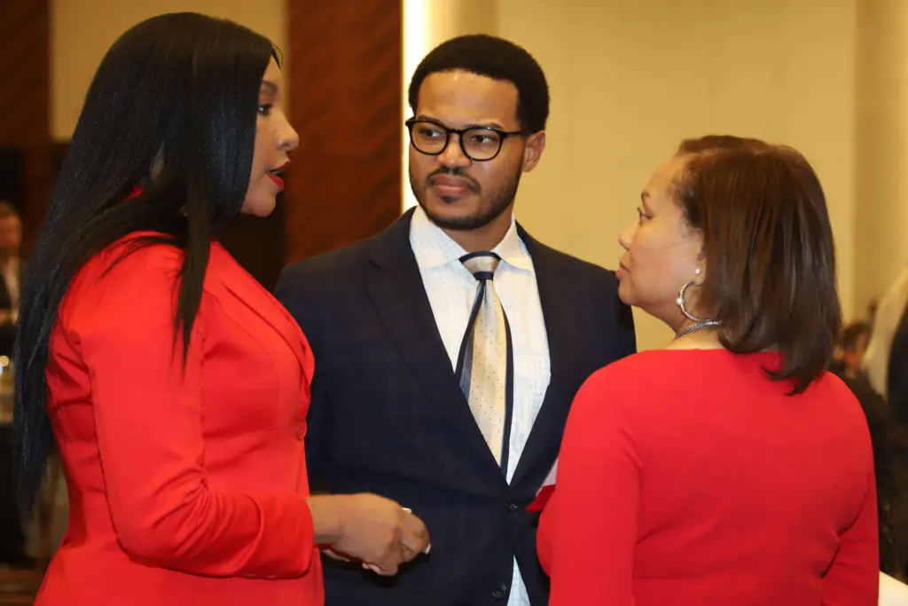 Cicely Reid, Lionel Simms, Judge Maria T. Jackson  at the Houston Bar Foundation luncheon. (Photo by Debi Wallace, Barfield Photography)