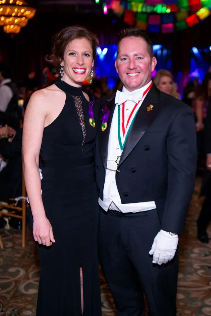 Jessica & Hal Rochkind celebrate the Knights of Momus Fiesta de Momus at The Grand 1894 Opera House in Galveston. (Photo by Michelle Watson/CatchlightGroup.com)