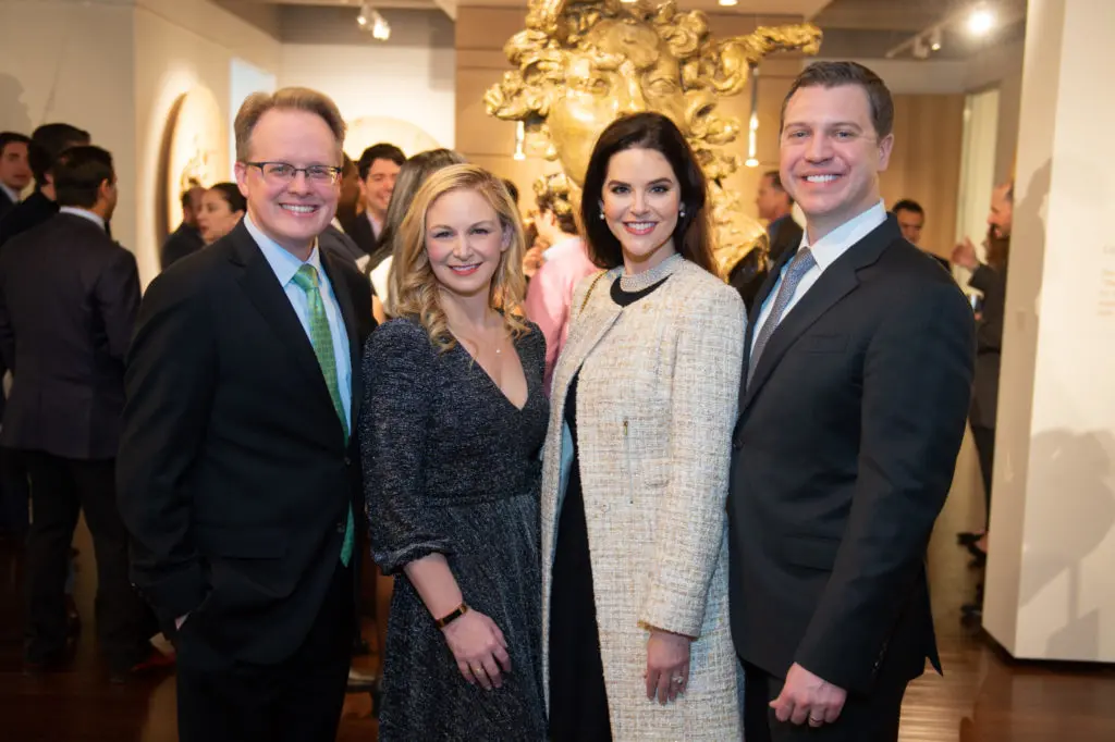 John Mangum, Jennifer Gravenor, Ann and Jonathan Ayre at the Houston Symphony Young Associates Council party at Art of the World Gallery (Photo by Wilson Parish)