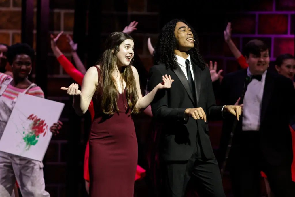 Kinder HSPVA students Maddie Lucas and Ashi Porter headline 'The Downtown Debut' theater review at the grand opening of the new campus. (Photo by Katy Anderson)