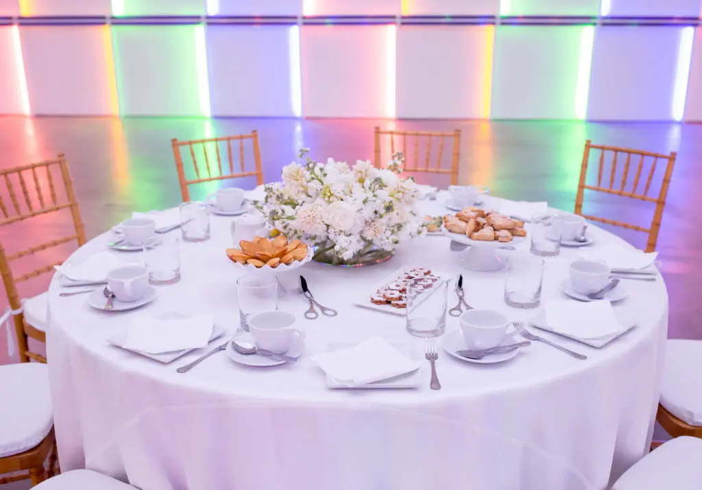 The Flavin installation in buoyant hues of light provided a unique backdrop for our afternoon and will do so for the upcoming Paper Ball. (Photo by Allyson Huntsman)