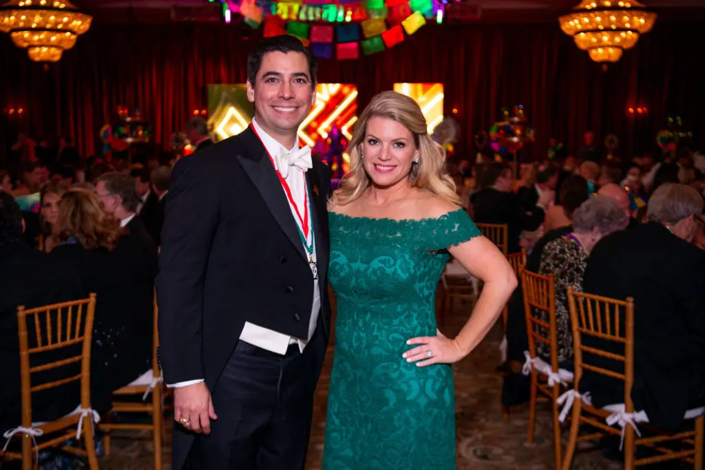 Ball chairs Scott & Renee Rice celebrate the Knights of Momus Fiesta de Momus at The Grand 1894 Opera House in Galveston (Photo by Michelle Watson/CatchlightGroup.com)