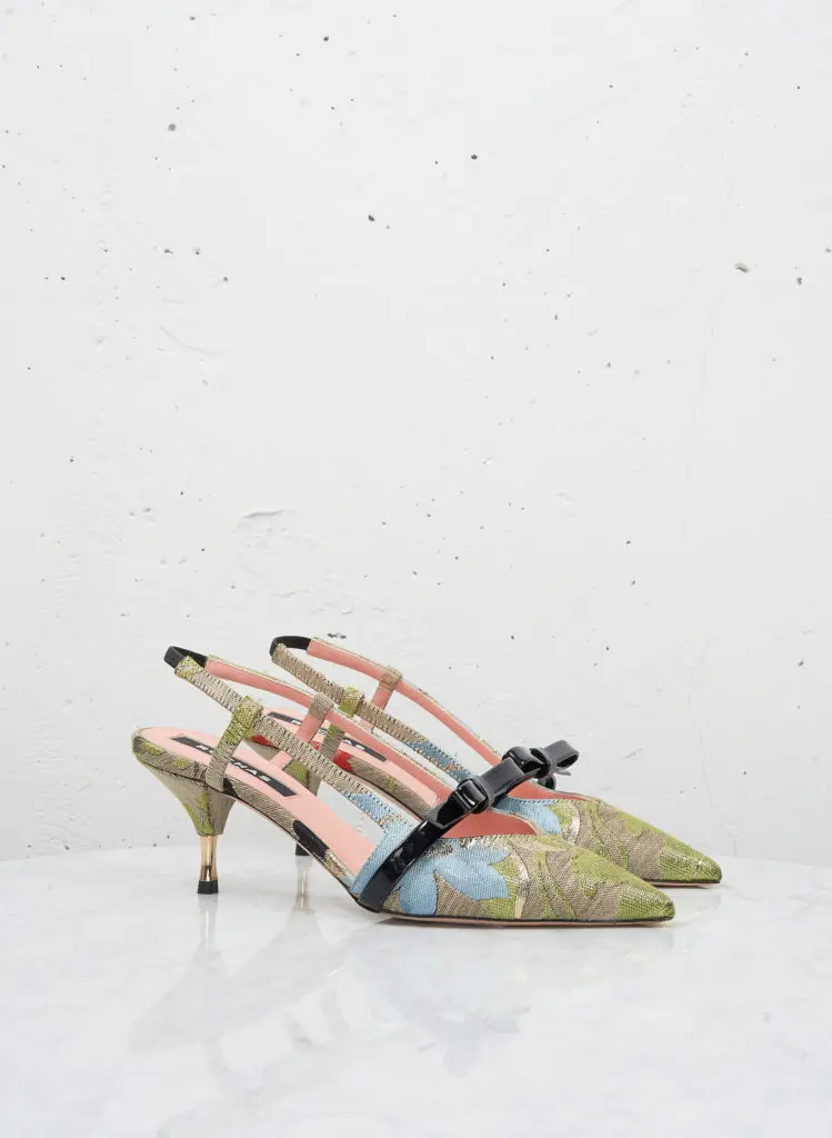 Rochas, flower printed slingback, $825, available at Forty Five Ten Dallas