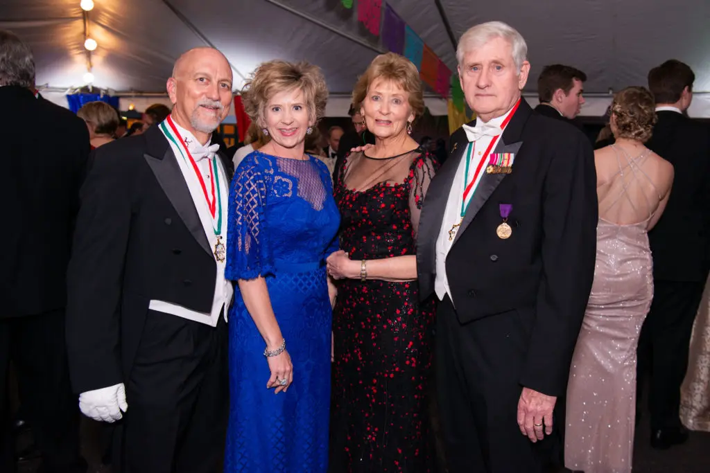 Scott & Margie Kusnerik, Mary & Gary Peters  (Photo by Michelle celebrate the Knights of Momus Fiesta de Momus at The Grand 1894 Opera House in Galveston. (Photo by Michelle Watson/CatchlightGroup.com)