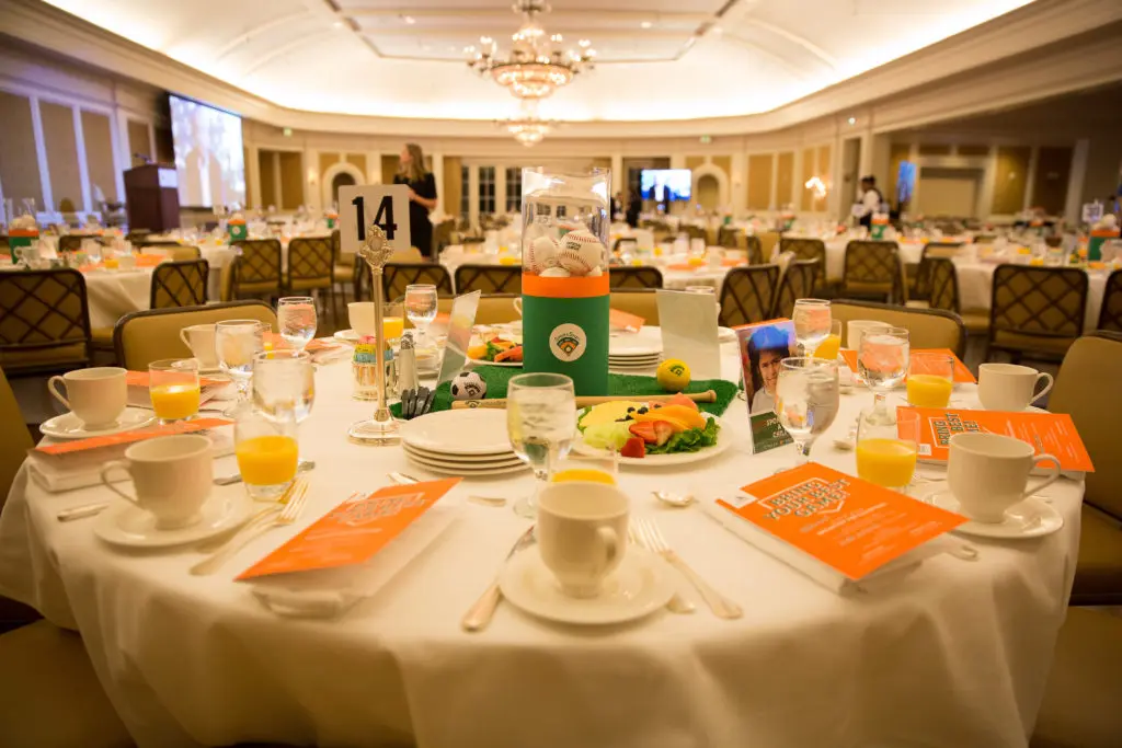 Lance Berkman interviews Jose Altuve at SpringSpirit Baseball Breakfast of Champions (Photo by Jack Perry)