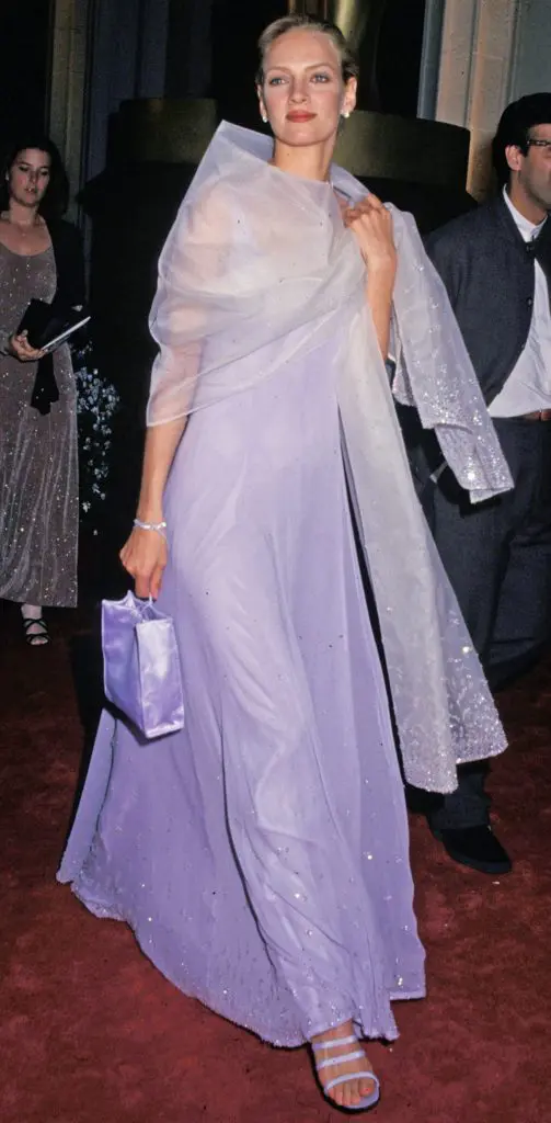 This ethereal lilac Prada made Uma Thurman look like she was walking on air at the 1995 Oscars. 