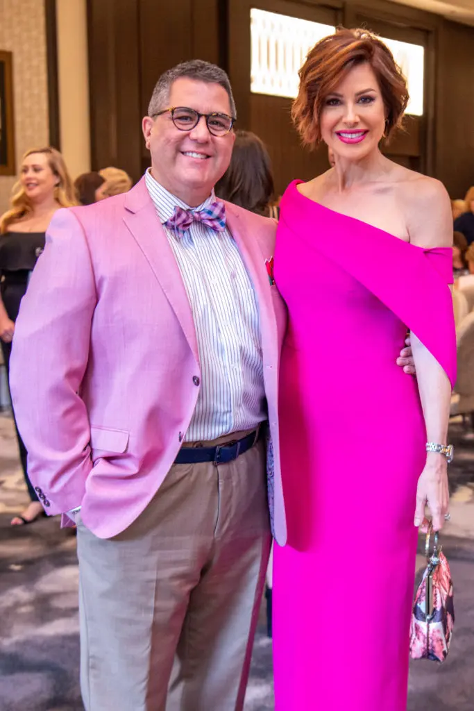 Dr. Roland Maldonado, Dominique Sachse at the 2019 Best Dressed Luncheon at the Post Oak Hotel (Photo by Michelle Watson/CatchlightGroup.com)