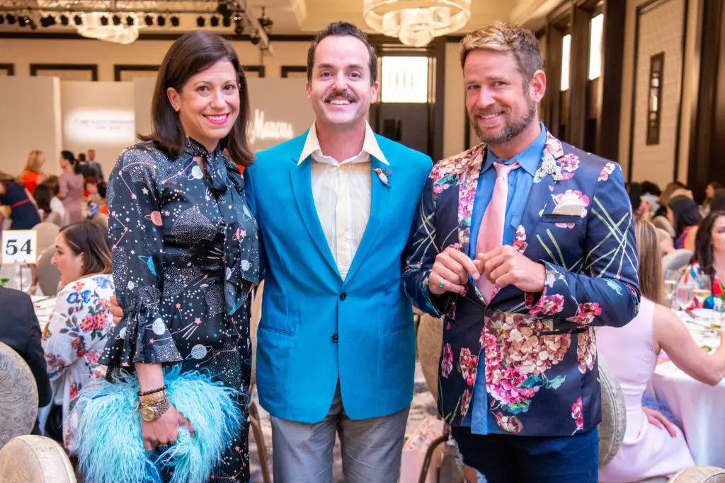 Ally Shell van Koolwijk, Fritz McDonald, Jeff Shell at the 2019 Best Dressed Luncheon at Post Oak Hotel. (Photo by Michelle Watson/CatchlightGroup.com)