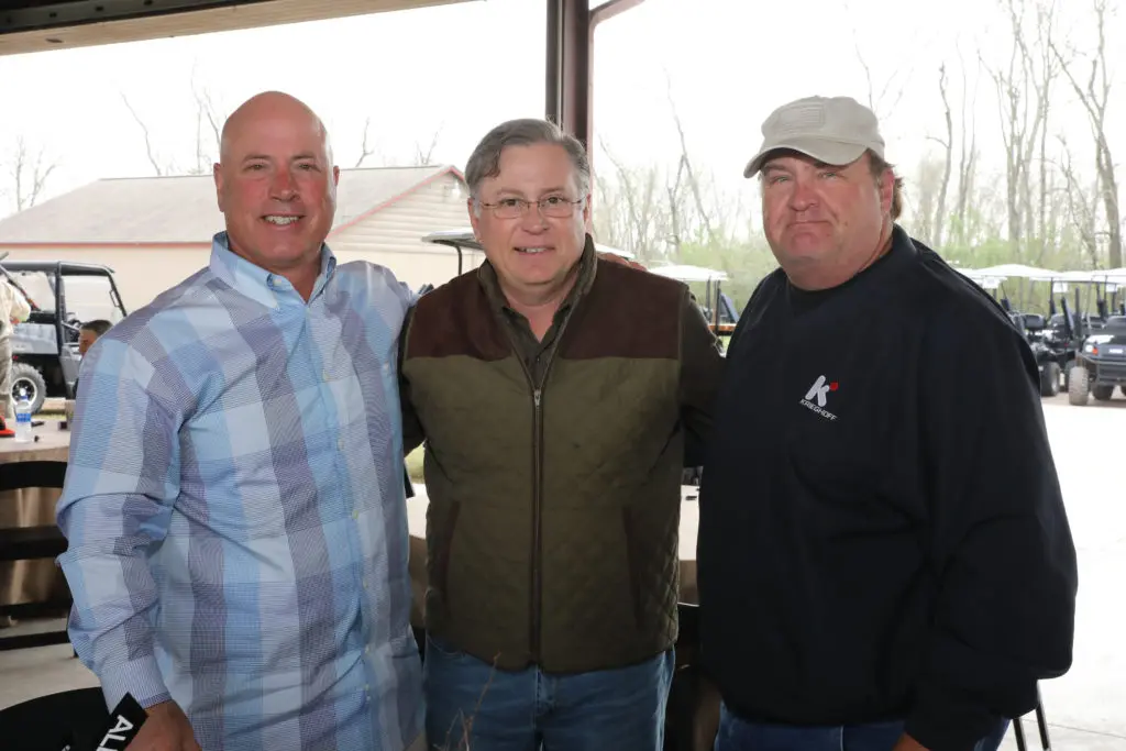 Mike Sellers, Jeff Birmingham, Joe Williams at the Alley Theatre Sporting Clays Competition at the Greater Houston Sports Club. (Photo by Priscilla Dickson)