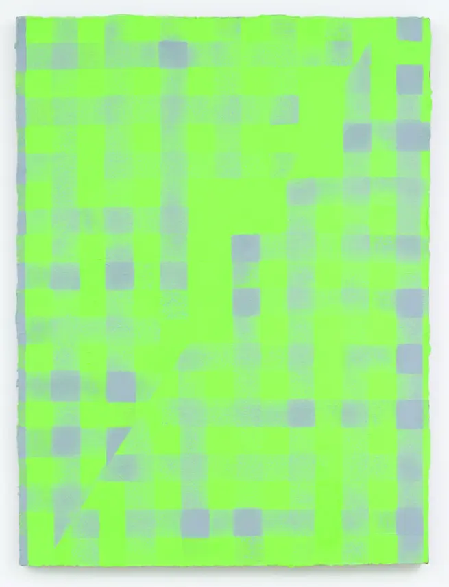 Cheryl Donegan's "Untitled (spring green and blue grey on pink)," 2014, is a transfixing piece sure to garner high bids at the CAMH Gala live auction, Friday, April 12. (Courtesy the artist and David Shelton Gallery)