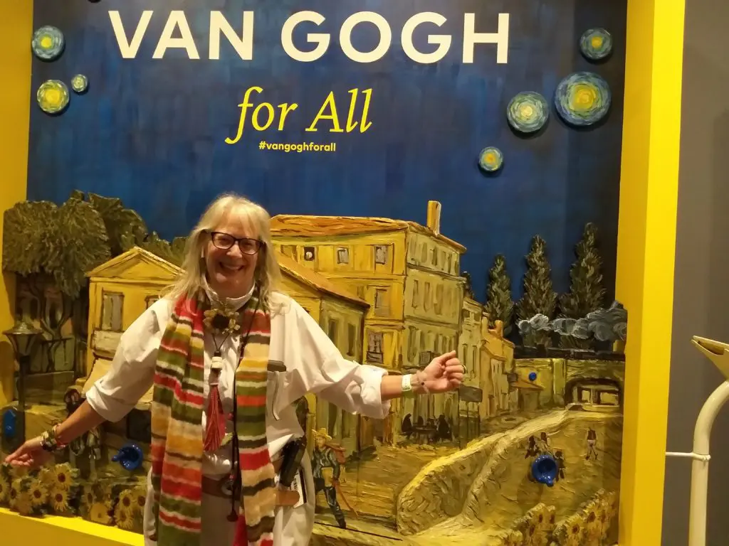 The MFAH's Suzanne Harrison guides us through the highly interactive activity zone outside the show in the MFAH Beck Building.