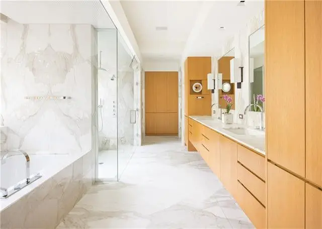 The master bath is magnificent with elegant touches. 