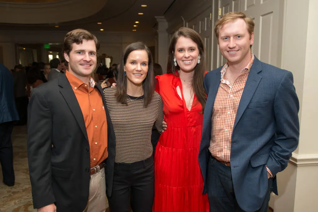 Austin & Ally Fatjo, Suzy & Paul Thompson at the University of Texas annual Texas Exes scholarship dinner at River Oaks Country Club.  (Photo by Jacob Power)