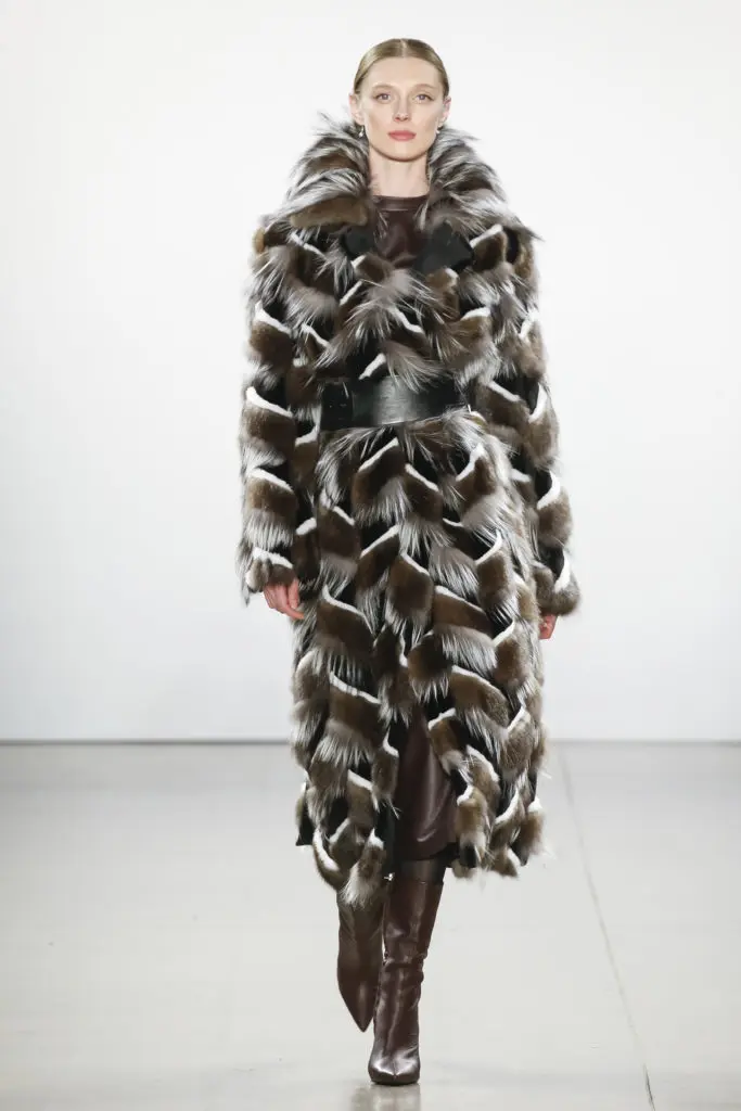 Burnett New York black and brown geometric coat (Photo by Burnett New York)
