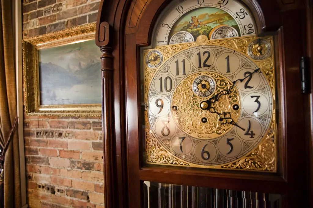 This antique clock finds a welcome space in this Bayou Lofts residence.