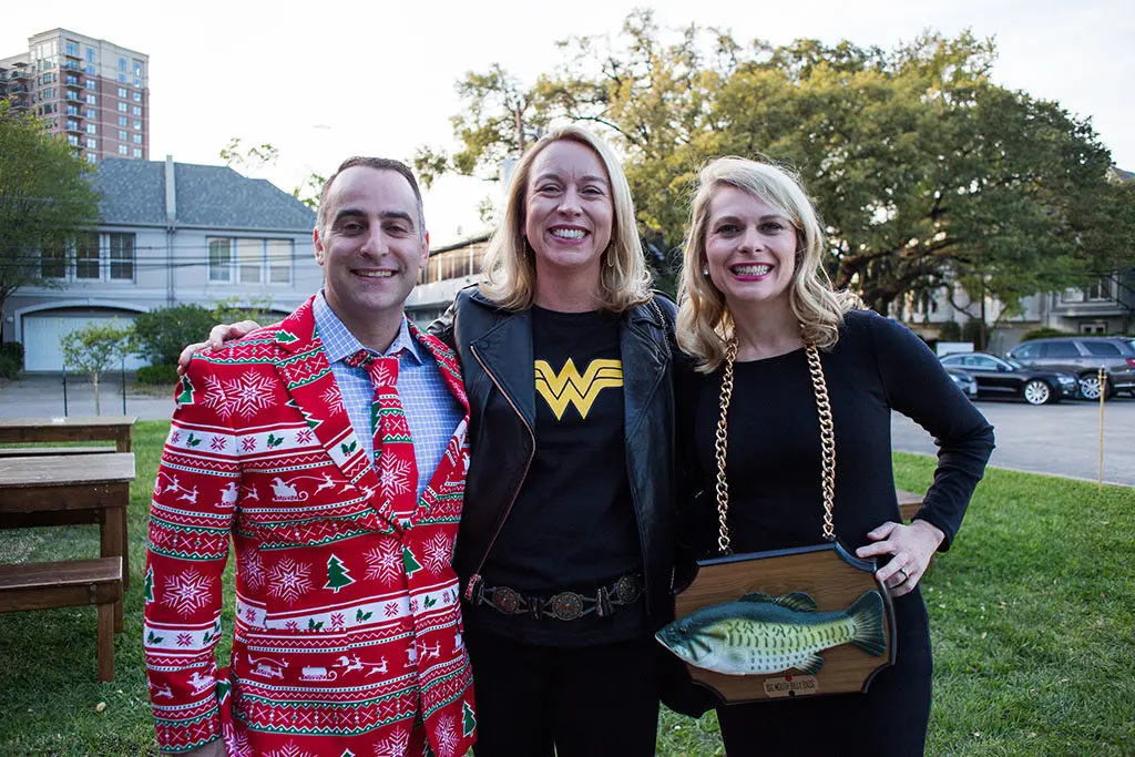 Blake Seff, Sandy Wallis, Jessica Seff at Lawndale's A Kitschy Evening (Photo by Laura Burlton)