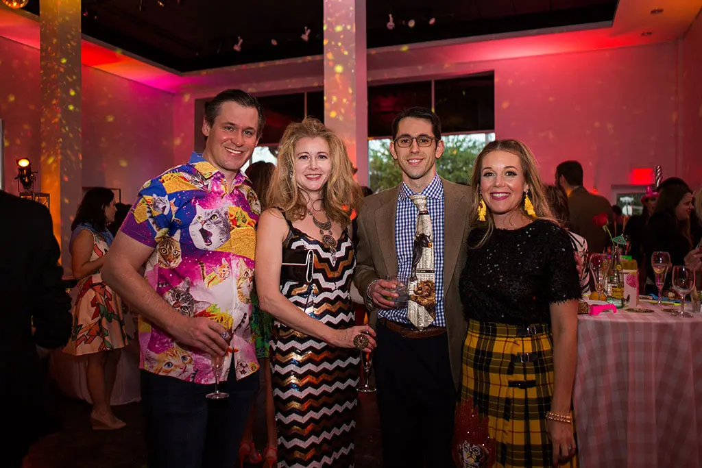Bradley Mitchell, Paula & Oliver Doolin, Stephanie Mitchell at Lawndale's A Kitschy Evening (Photo by Laura Burlton)