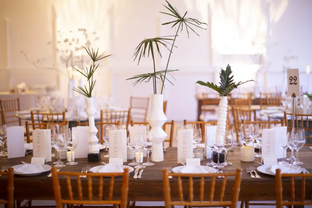 Artful tabletops devised by Rebekah Johnson who oversaw and created the party decor at Studio Menil's Paper Ball. (Photo by Jenny Antill Clifton)