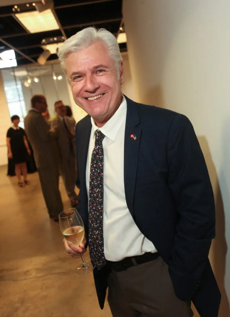 John Bernhard at the Houston Center for Contemporary Craft opening of the Danish Arts Foundation jewelry collection. (Photo by Katy Anderson)