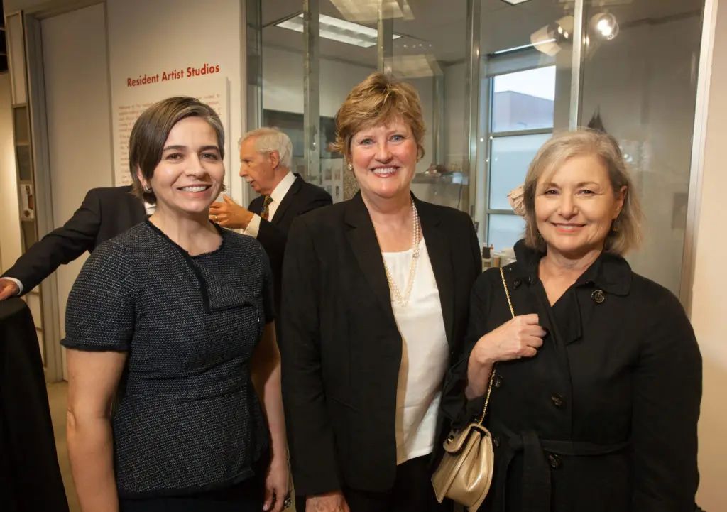 Debbie McNulty, Michelle Matthews, Nancy Wozny at the Houston Center for Contemporary Craft opening of the Danish Arts Foundation jewelry collection. (Photo by Katy Anderson)