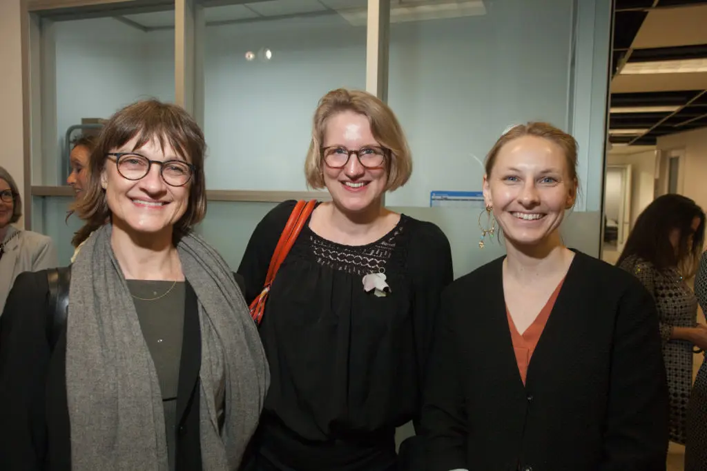 Marie Hansen, Ane Vibe Jensen, Anne Kring at the Houston Center for Contemporary Craft opening of the Danish Arts Foundation jewelry collection. (Photo by Katy Anderson)