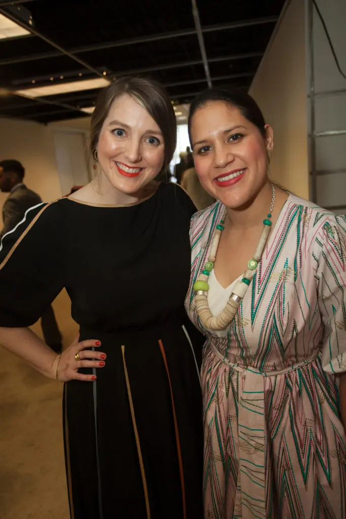 Natalie Svacina, Tarina Frank at the Houston Center for Contemporary Craft opening of the Danish Arts Foundation jewelry collection. (Photo by Katy Anderson)