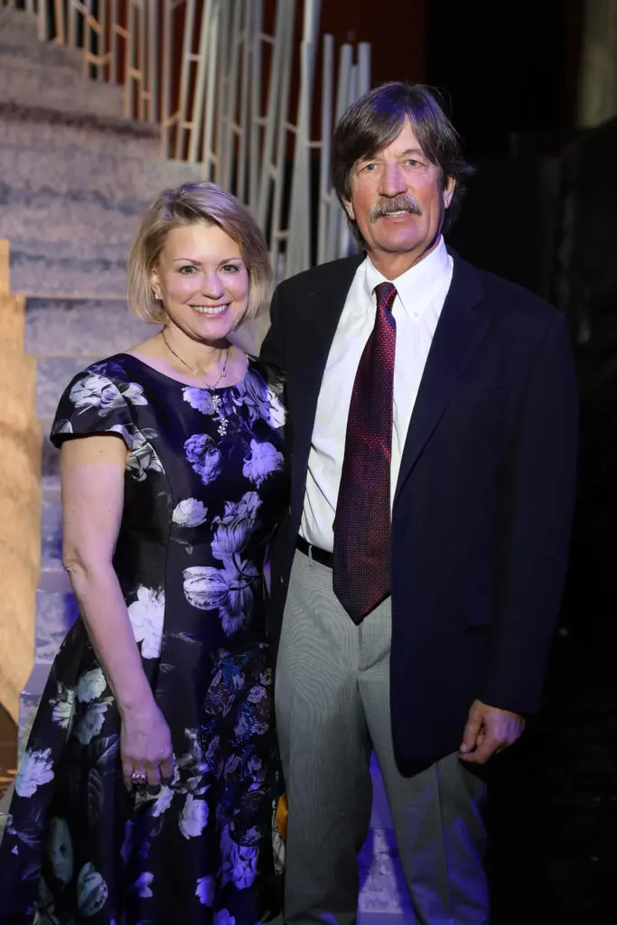 Kelley & Stephen Lubanko at the Houston Ballet underwriter dinner on stage at Wortham Theater Center celebrating world premier of 'Sylvia.' (Photo by Priscilla Dickson)