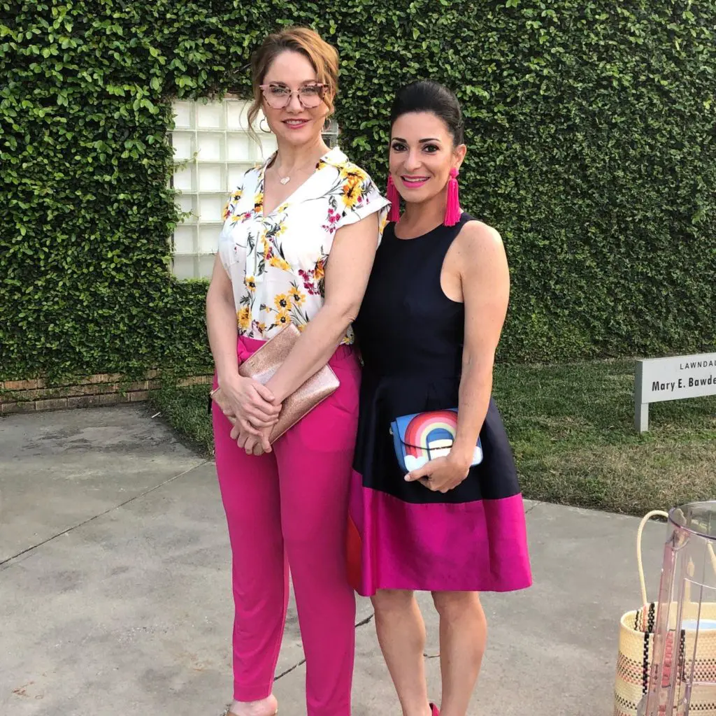 Kellie Jenks, co-chair Candace Thomas at Lawndale's A Kitschy Evening (Photo by Laura Burlton)