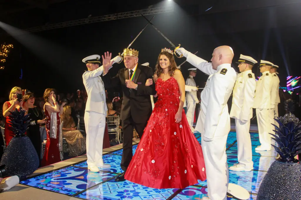 King Frivolous Vic Fertitta and Momus Queen Blayne Fertitta at The San Luis Salute  in Galveston. 
