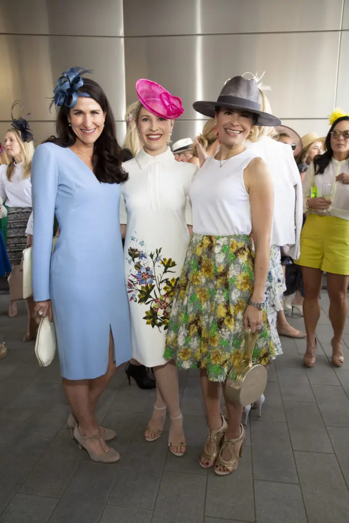 Kristen Berger, Isabel David, Kristy Bradshaw at the Hermann Park Conservancy 'Hats in the Park' luncheon.  (Photo by Jenny Antill Clifton)