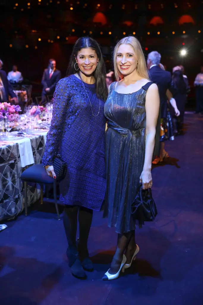 Kristy Bradshaw, Isabel David at the Houston Ballet underwriter on stage at Wortham Theater Center celebrating world premier of 'Sylvia.' (Photo by Priscilla Dickson)