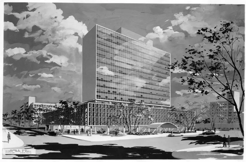 Medical Towers as shown during its first decade. In the coming year, this National Register building will be reborn as the Westin Houston Medical Center.  