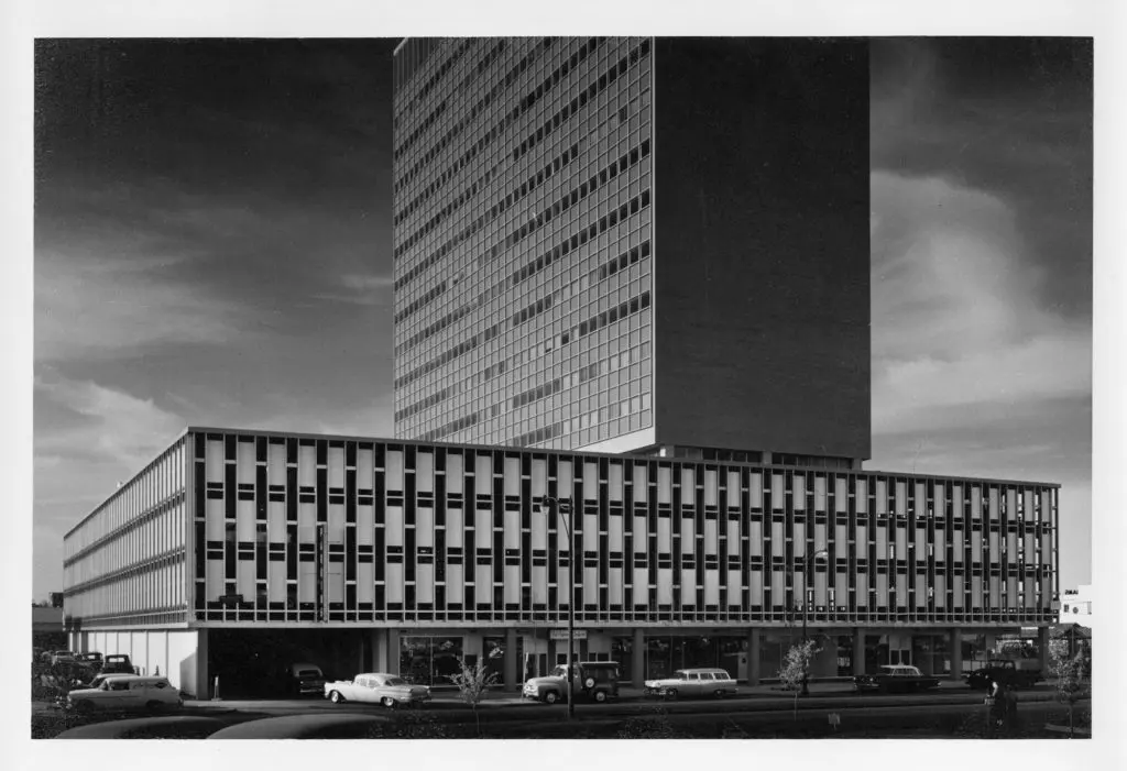 Medical Towers was a celebrated work of International Style architecture when it opened in 1956. 