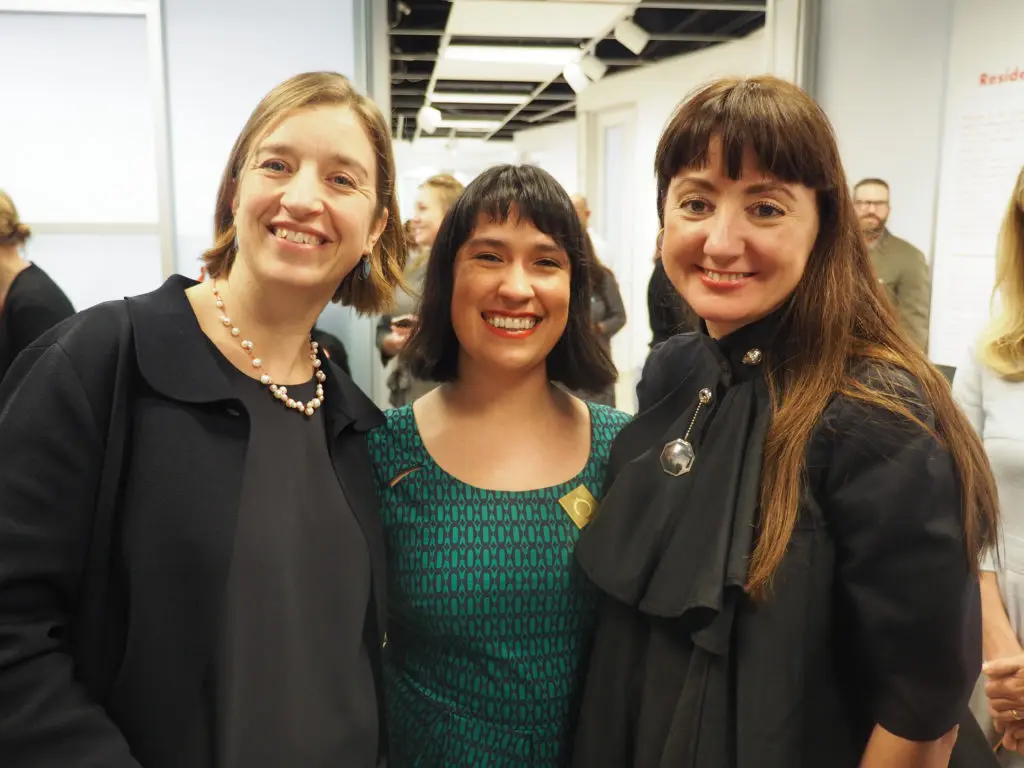 Signe Marie Jacobsen, Maria-Elisa Heg, Janne K. Hansen at the Houston Center for Contemporary Craft  opening of the Danish Arts Foundation jewelry collection. (Photo by Katy Anderson)