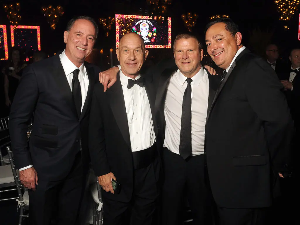 Rich Handler, State Senator John Whitmire, Tilman Fertitta and Houston Police Chief Art Acevedo at the San Luis Salute  in Galveston. (Dave Rossman Photo)