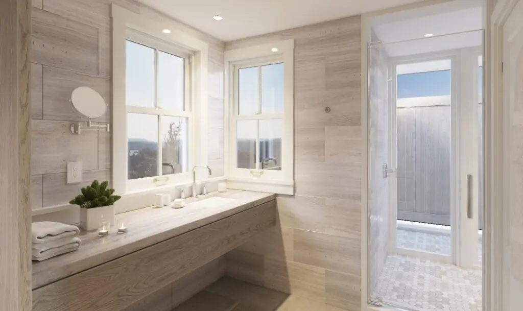 Sleek, contemporary baths are complimented with spa products. (Miraval Spa Photo)
