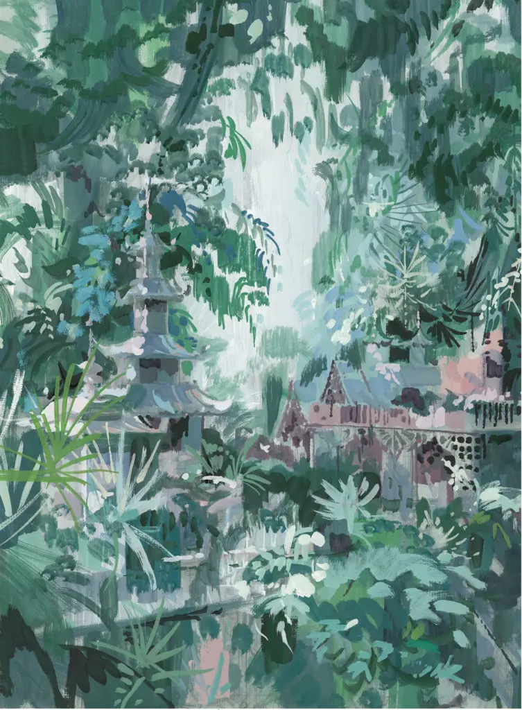 Tony Duquette, Artist & Designer, Oriental Garden, Dawnridge, Beverly Hills, California, 1987